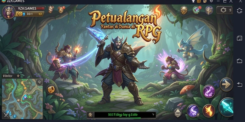 Tangkapan layar gameplay 9ZKGAMES menampilkan aksi seru di dunia RPG.