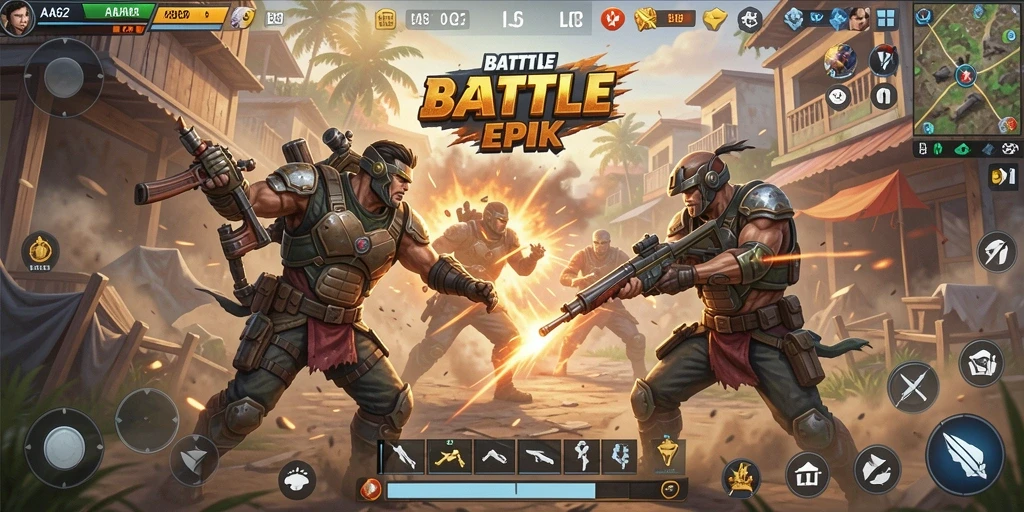Gameplay AA62 menampilkan pertarungan seru dalam mode Battle Royale.