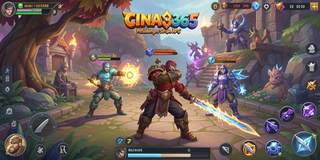 Tampilan gameplay epik dalam CINA365 dengan pertarungan seru dan petualangan.