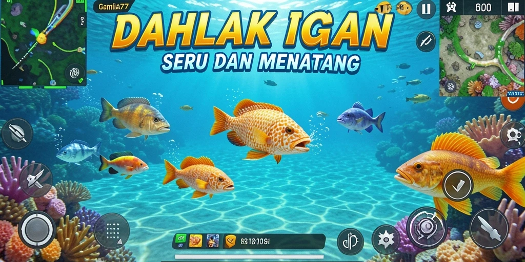 Screenshot DAHLIA77 menampilkan gameplay seru saat menembak ikan.