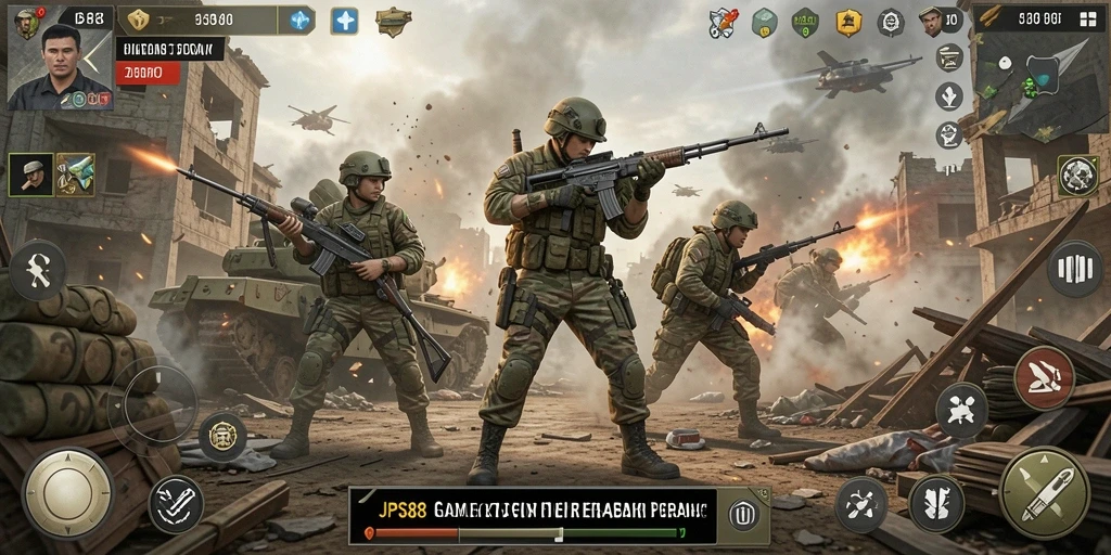 Tampilan permainan strategis yang memukau dan penuh aksi.