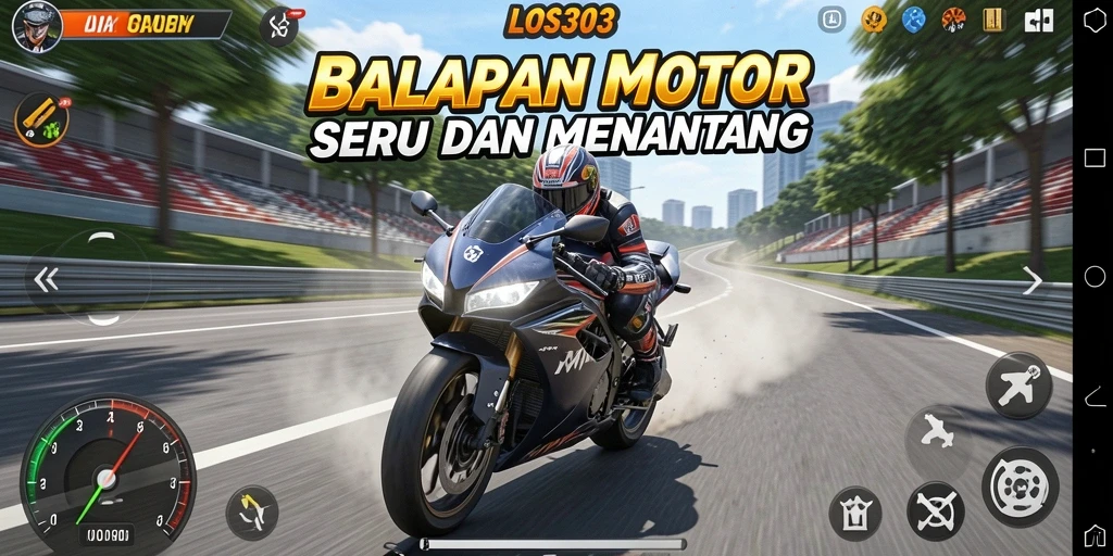 Gameplay menakjubkan dari LOS303 saat balapan motor yang seru.