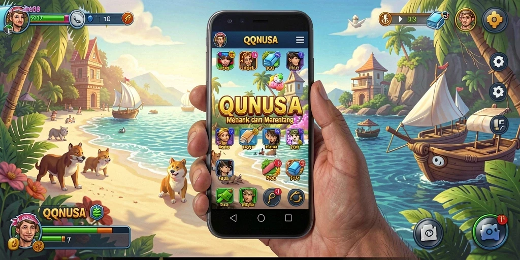 Tampilan gameplay menarik dari QQNUSA dengan berbagai puzzle.