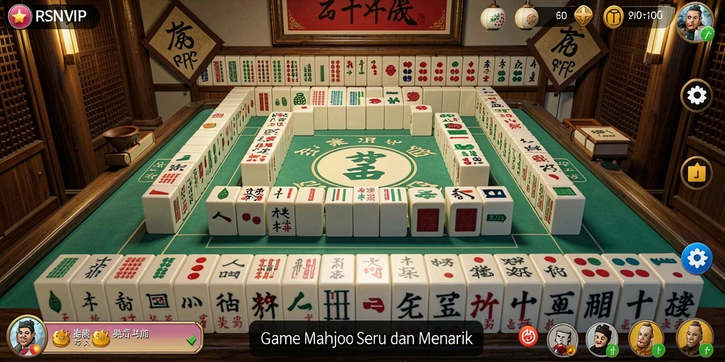 Tampilan gameplay RSNVIP menampilkan aksi seru permainan Mahjong.