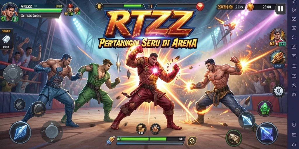 Screenshot gameplay RTZZ yang menampilkan aksi pertarungan seru.