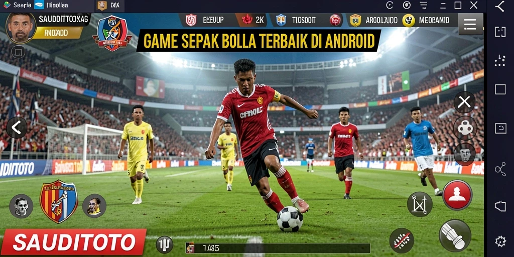 Gameplay mendebarkan dari SAUDITOTO saat pertandingan sepak bola.