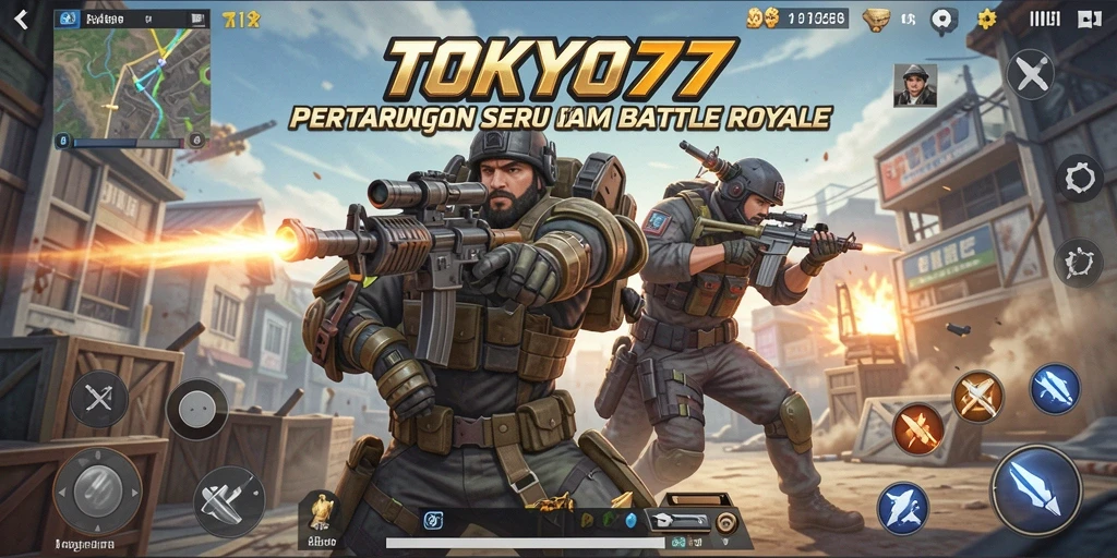 Screenshot menunjukkan intensitas pertempuran di <strong>TOKYO77</strong>.