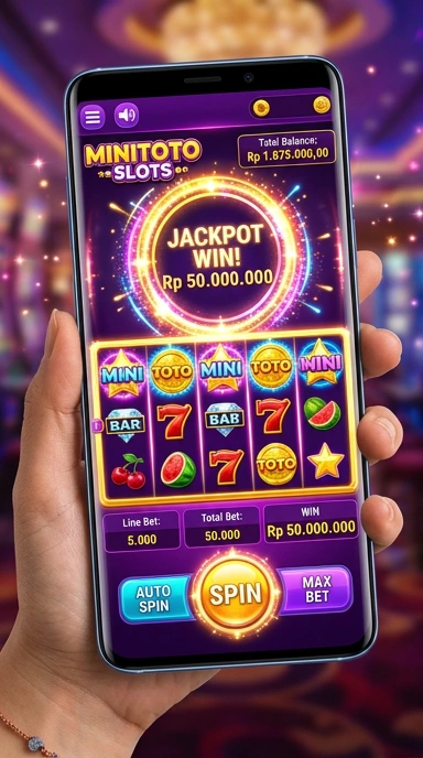 Screenshot aplikasi Minitoto yang menunjukkan berbagai kategori aplikasi.